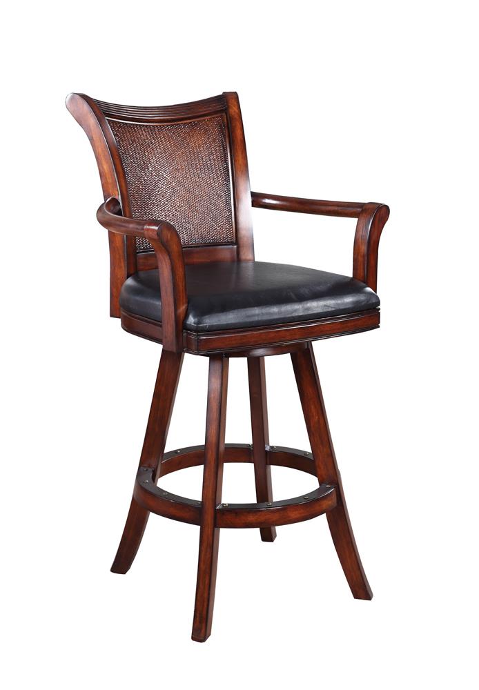 Upholstered Swivel Bar Stool Black and Warm Brown