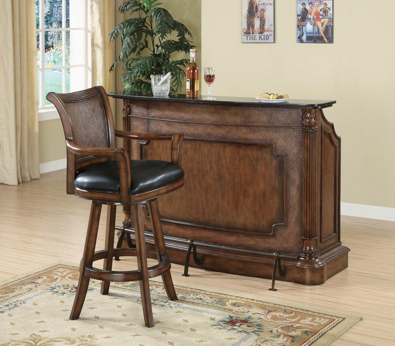Upholstered Swivel Bar Stool Black and Warm Brown