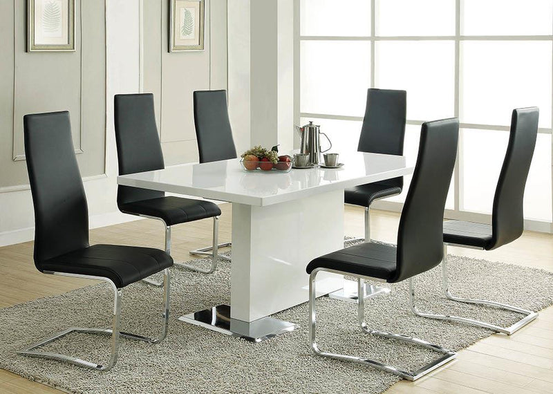 Anges High Back Dining Chairs Black and Chrome (Set of 4)