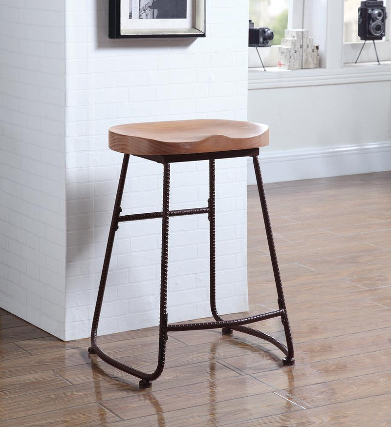 Backless Counter Height Stool Driftwood and Dark Bronze