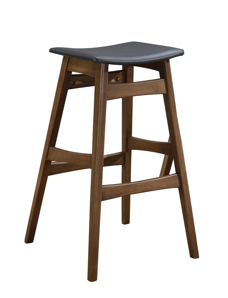 Tapered Legs Bar Stools Dark Grey and Walnut (Set of 2)