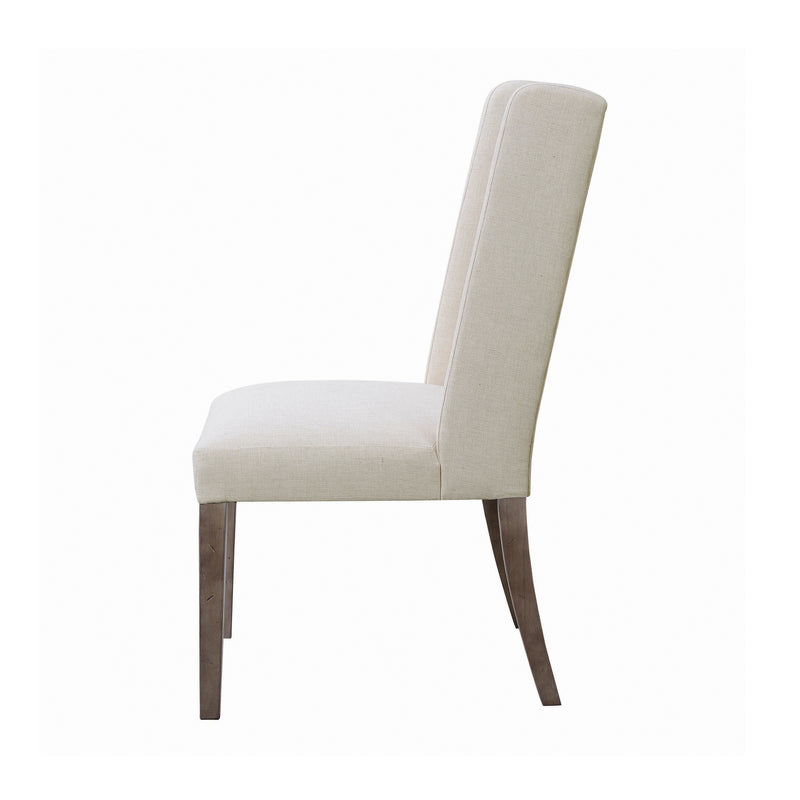 Tufted Side Chairs Dark Brown and Beige (Set of 2)