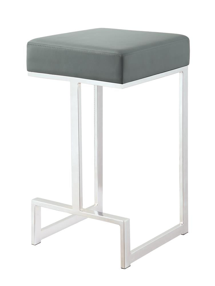 Square Counter Height Stool Grey and Chrome