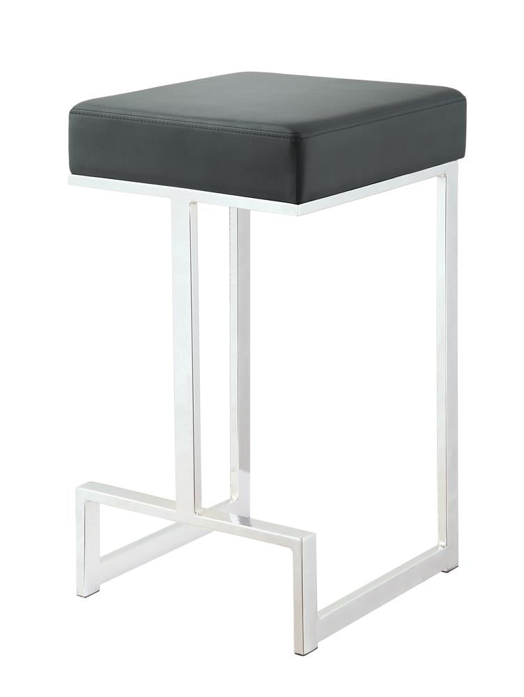 Square Counter Height Stool Black and Chrome