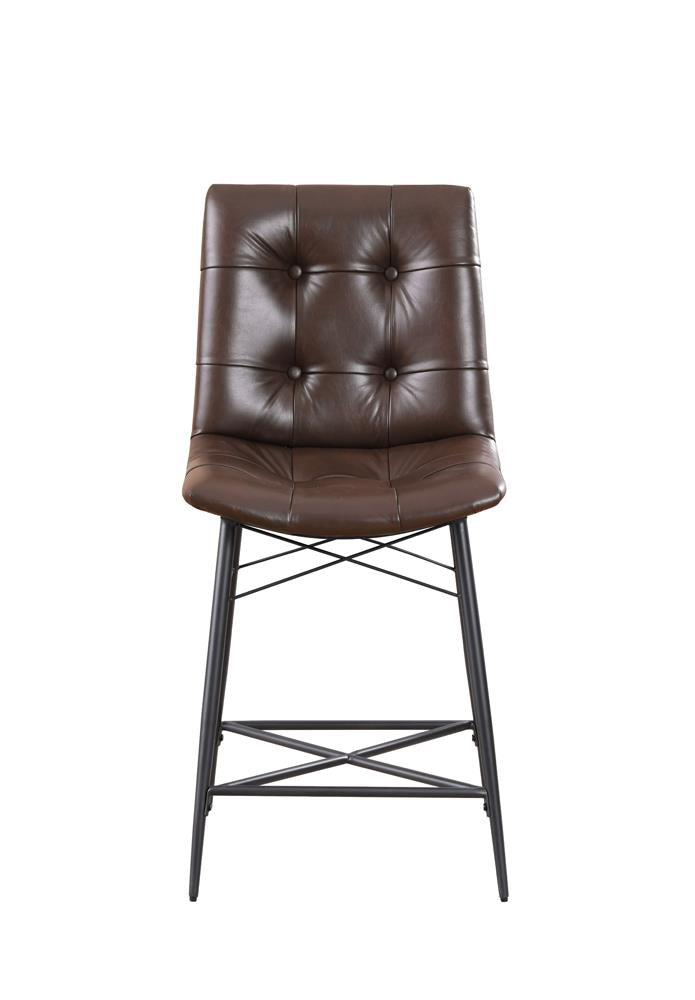 Upholstered Tufted Counter Height Stools Brown (Set of 2)