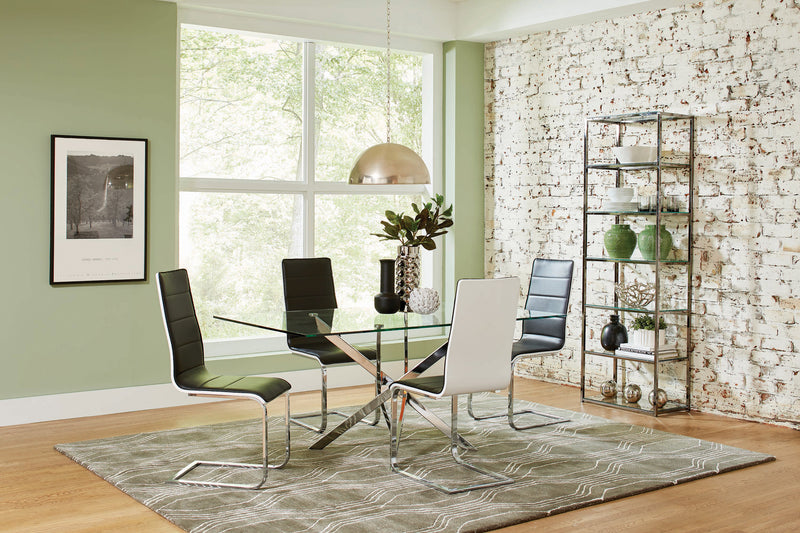 Carmelo Upholstered Side Chairs Black and White (Set of 4)