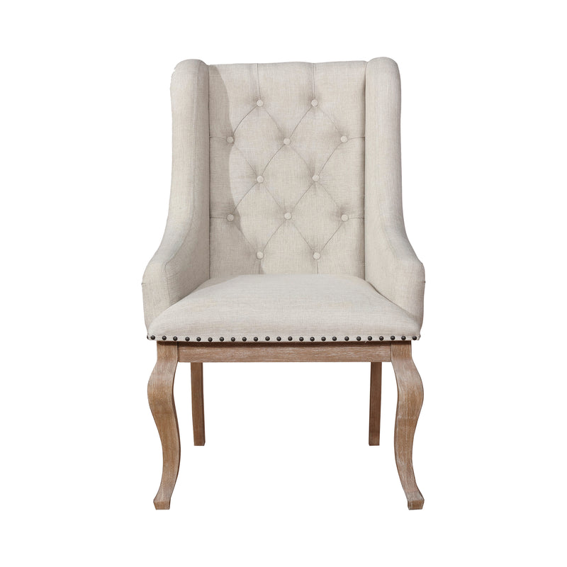Brockway Cove Tufted Arm Chairs Cream and Barley Brown (Set of 2)