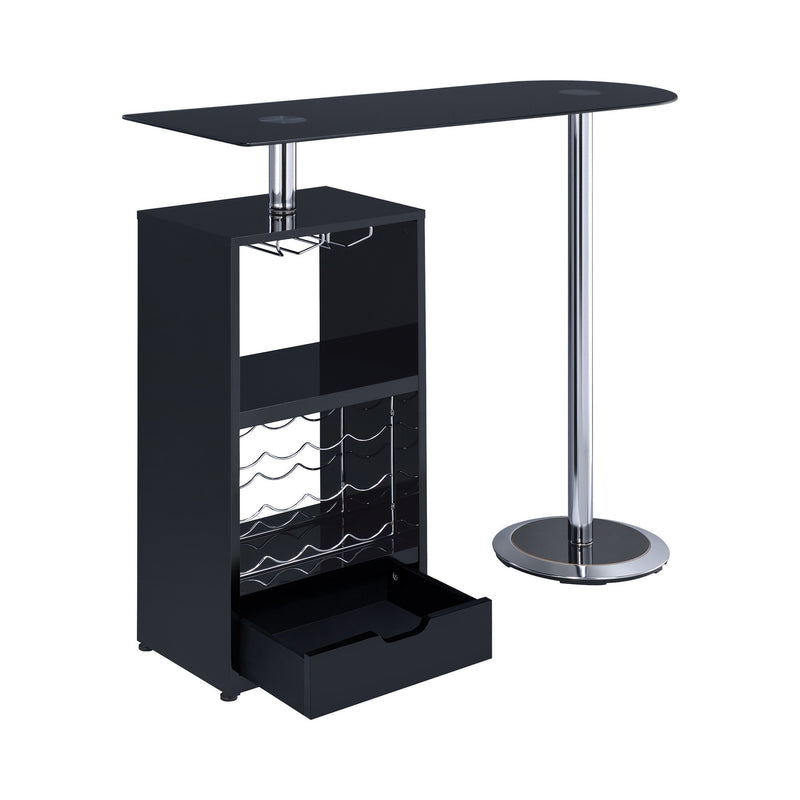 1-drawer Bar Table Glossy Black