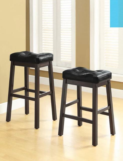 Upholstered Counter Height Stools Black and Cappuccino (Set of 2)