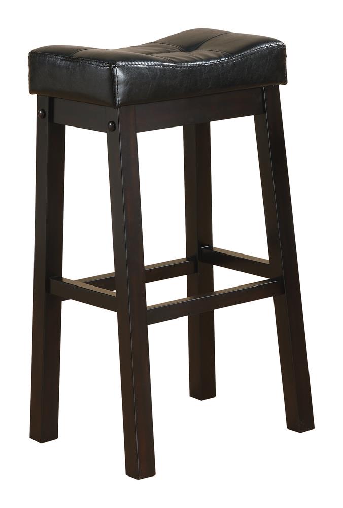 Upholstered Bar Stools Black and Cappuccino (Set of 2)