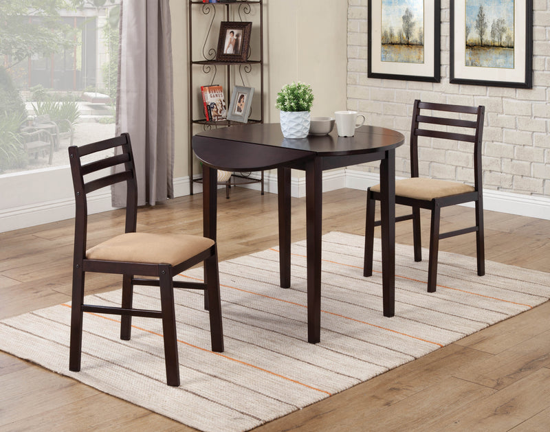 3-piece Dining Set with Drop Leaf Cappuccino and Tan