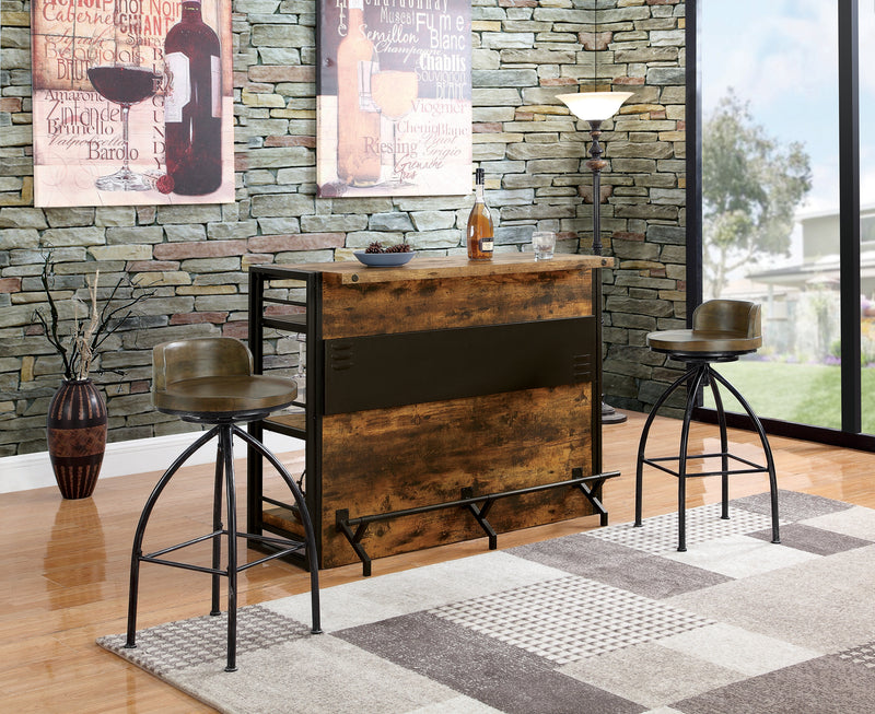 Bar Unit with Stemware Rack Antique Nutmeg