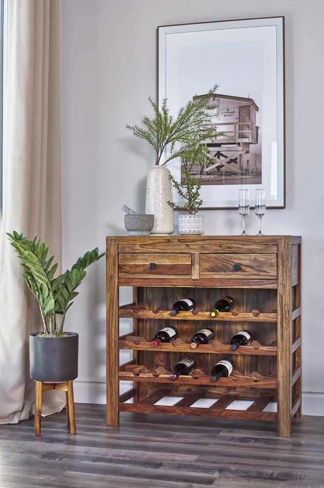 2-drawer Wine Cabinet Natural Sheesham