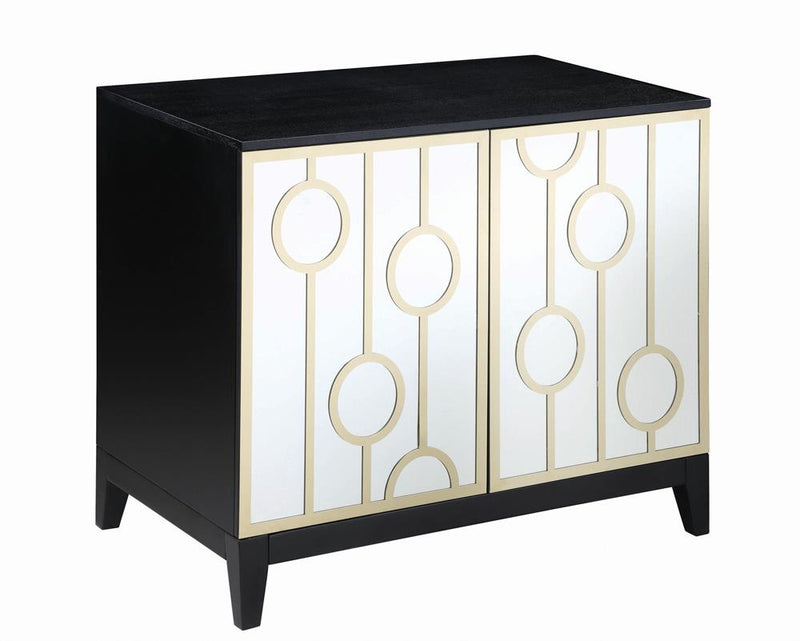2-door Rectangular Server Black and Gold
