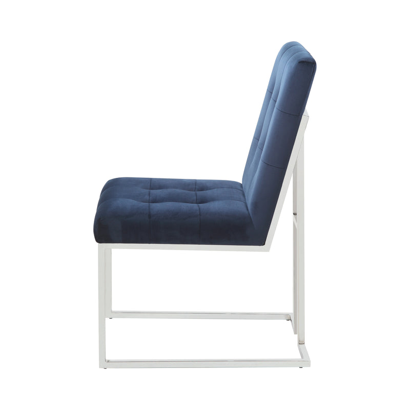 Upholstered Dining Chairs Ink Blue and Chrome (Set of 2)