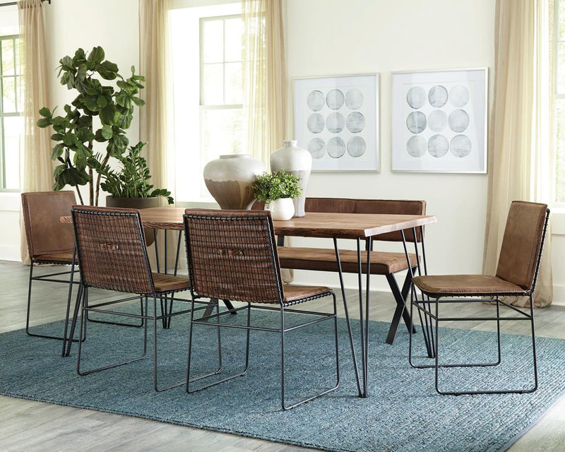 Sherman Upholstered Side Chairs Antique Brown and Matte Black (Set of 2)