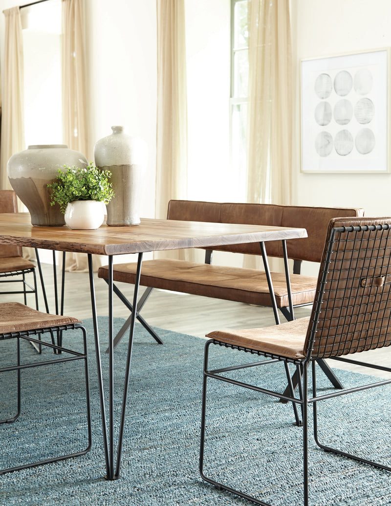 Sherman Upholstered Dining Bench Antique Brown and Matte Black