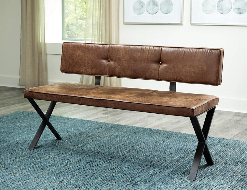 Sherman Upholstered Dining Bench Antique Brown and Matte Black