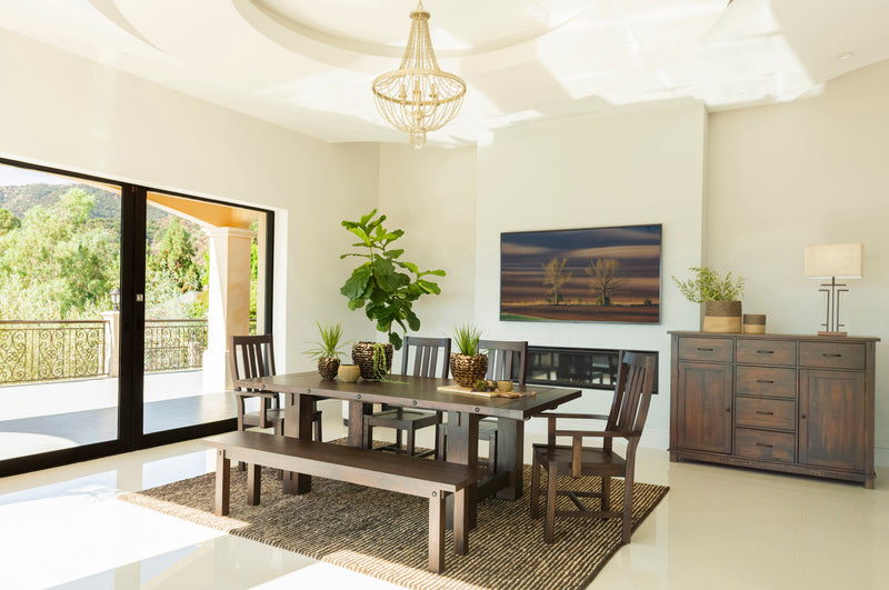 Calandra Rectangle Dining Table with Extension Leaf Vintage Java