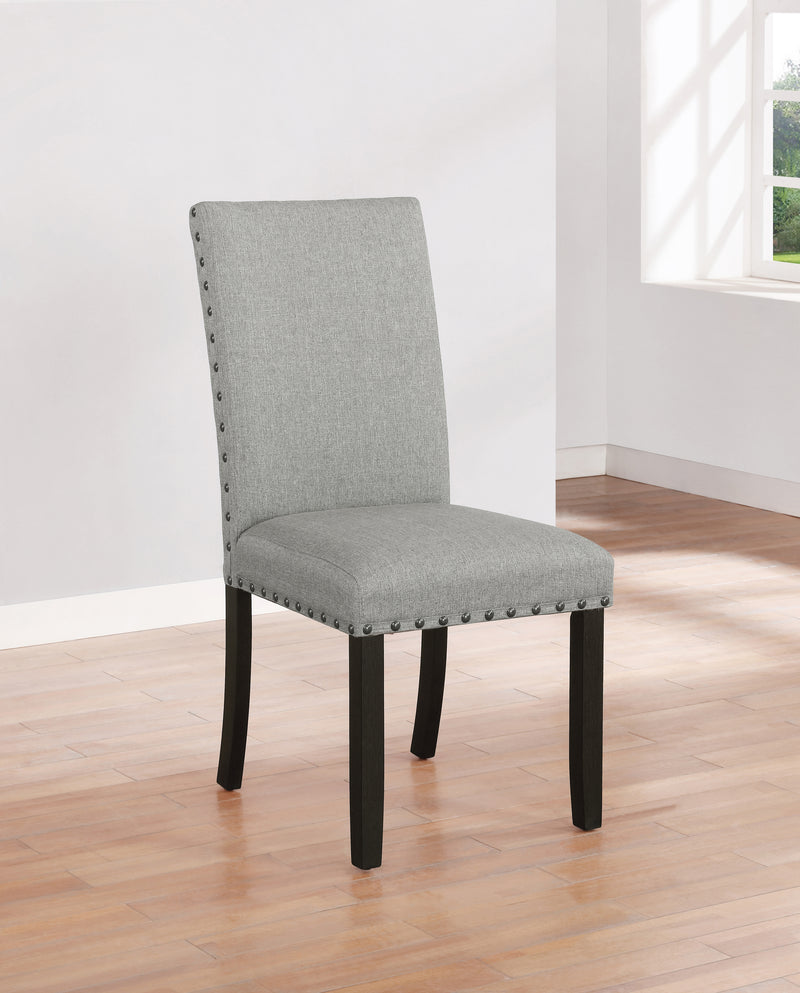 Solid Back Upholstered Side Chairs Grey and Antique Noir (Set of 2)