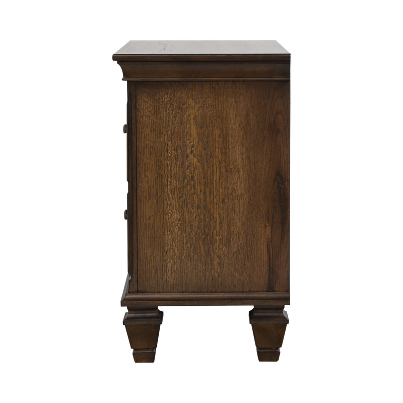 2-drawer Nightstand with Pull Out Tray Burnished Oak