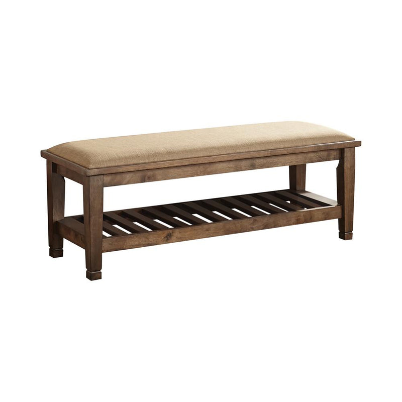 Bench with Lower Shelf Beige and Burnished Oak