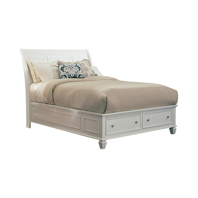 Sandy Beach Queen Storage Sleigh Bed White