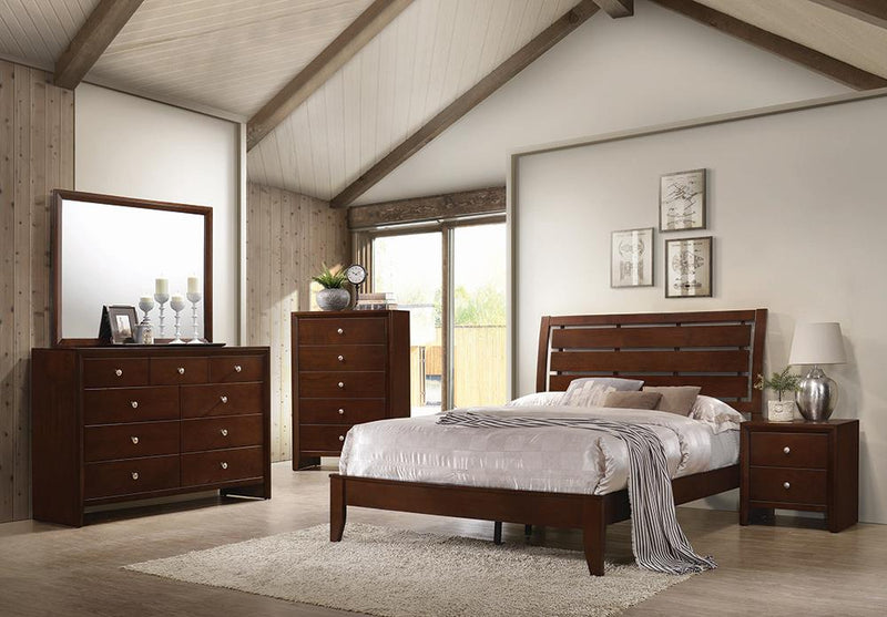 Serinity Full Panel Bed with Cut-out Headboard Rich Merlot