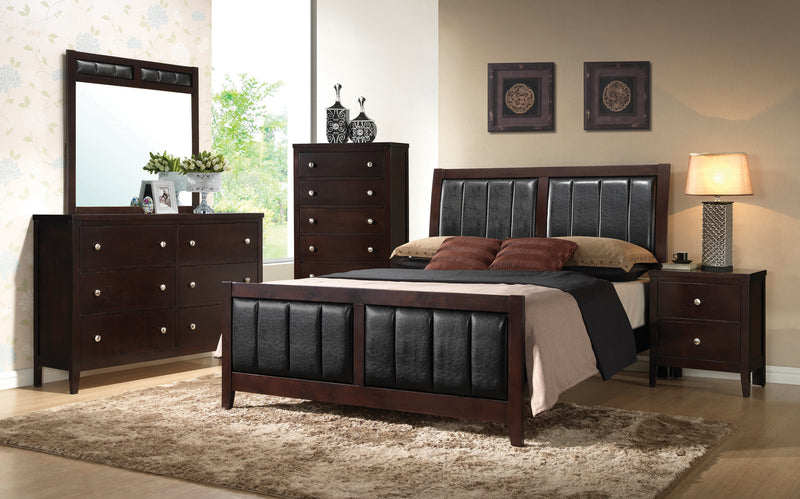Carlton Twin Upholstered Panel Bed Cappuccino and Black