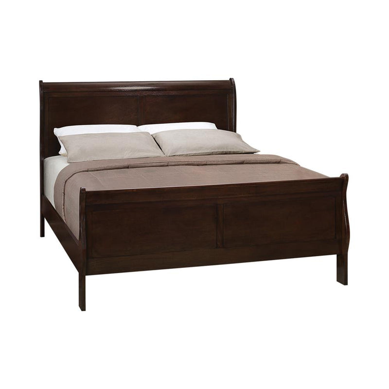 Louis Philippe Full Panel Sleigh Bed Cappuccino