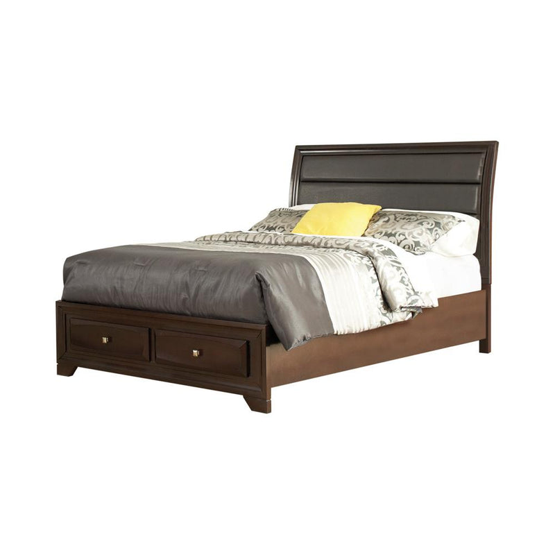 Jaxson California King Storage Bed with Upholstered Headboard Cappuccino