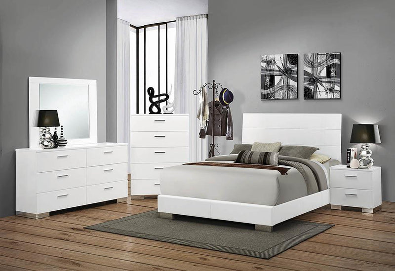 Felicity California King Panel Bed Glossy White