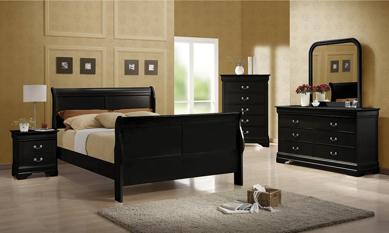Santee Louis Philippe Full Sleigh Panel Bed Black