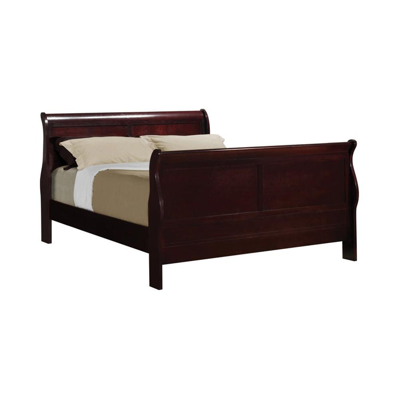 Santee Louis Philippe Full Sleigh Panel Bed Red Brown