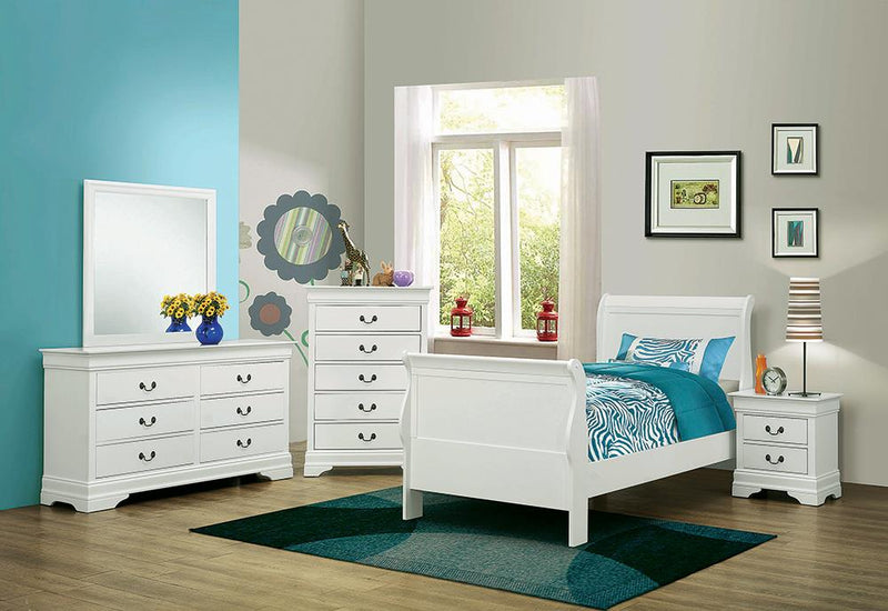 Louis Philippe Twin Sleigh Panel Bed White