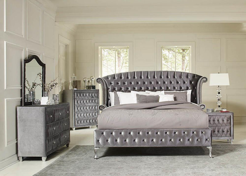 Deanna Queen Tufted Upholstered Bed Grey