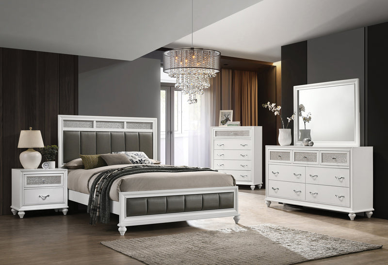 Barzini Queen Upholstered Panel Bed White