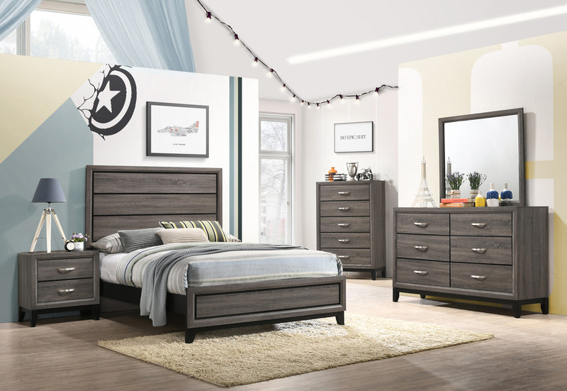 Full Panel Bed Grey Oak