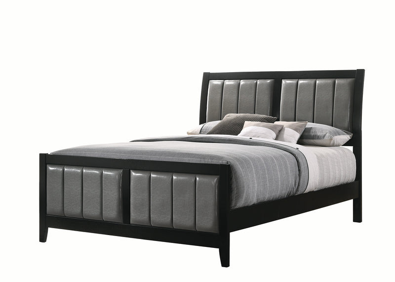 Carlton California King Upholstered Bed Black and Grey