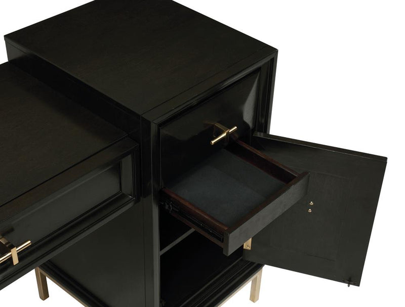 Formosa 4-drawer Vanity Desk Americano and Rose Brass