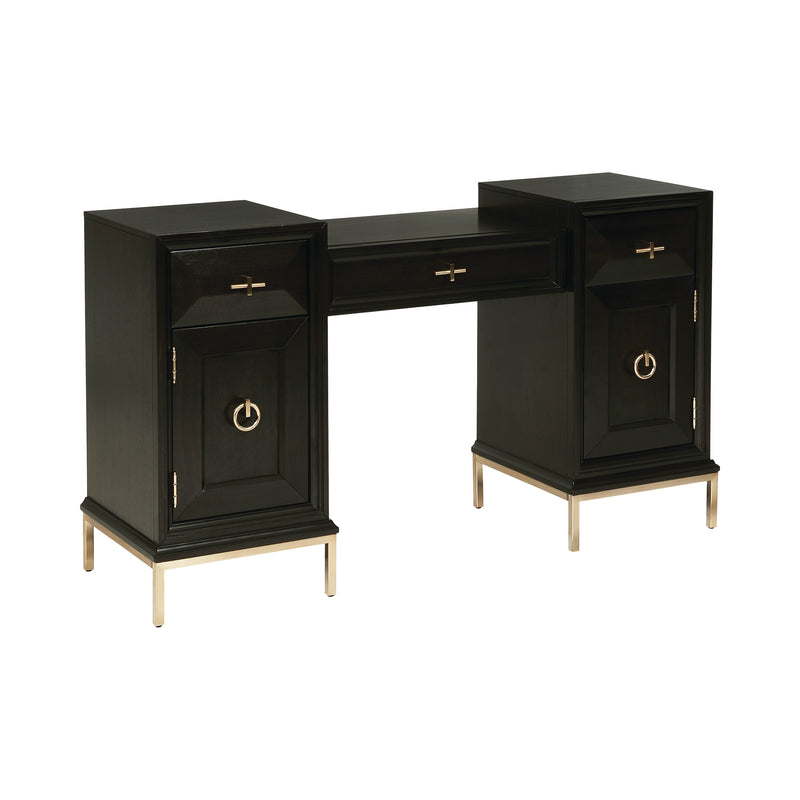 Formosa 4-drawer Vanity Desk Americano and Rose Brass