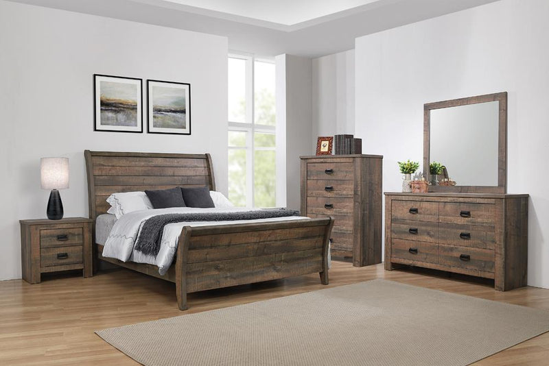 Frederick Queen Sleigh Panel Bed Weathered Oak