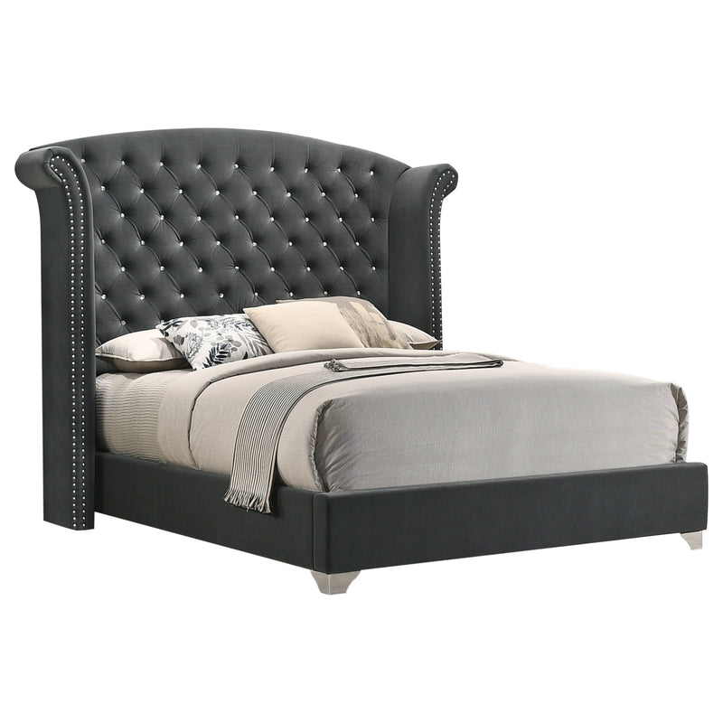 Melody California King Wingback Upholstered Bed Grey