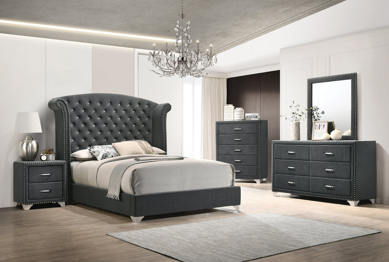 Melody 5-piece Queen Tufted Upholstered Bedroom Set Grey
