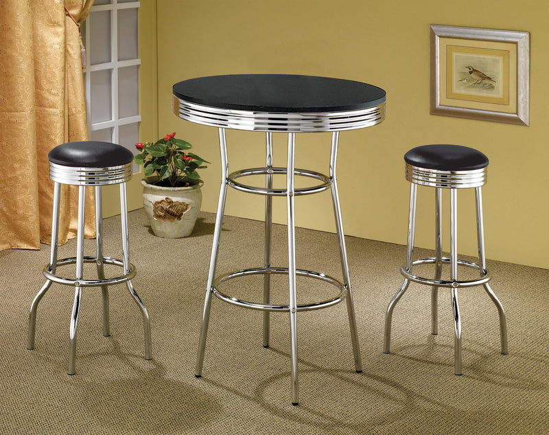 Upholstered Top Bar Stools White and Chrome (Set of 2)