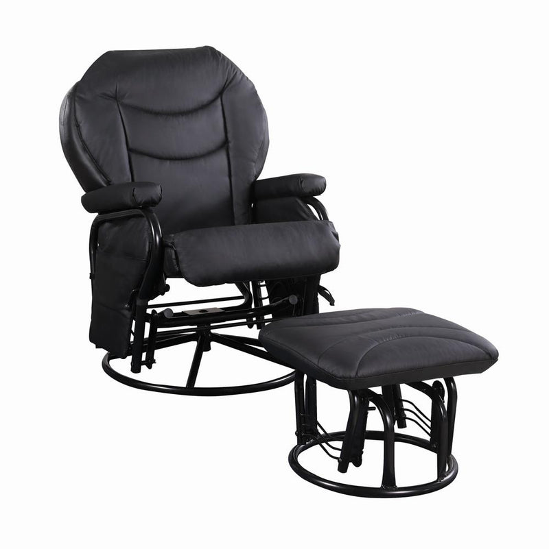 Upholstered Glider Recliner with Ottoman Black
