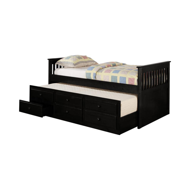 Twin Captain’s Daybed with Storage Trundle Black