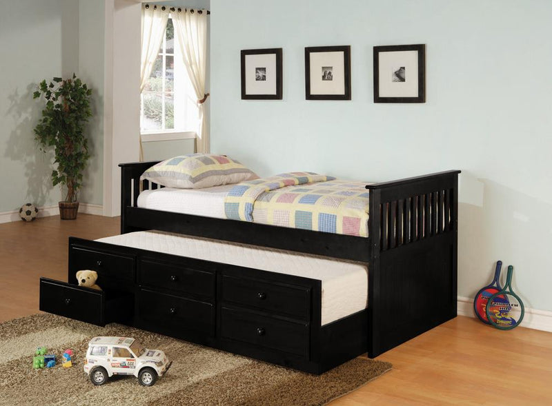 Twin Captain’s Daybed with Storage Trundle Black