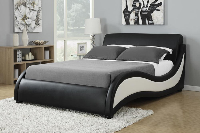 Niguel California King Upholstered Bed Black and White