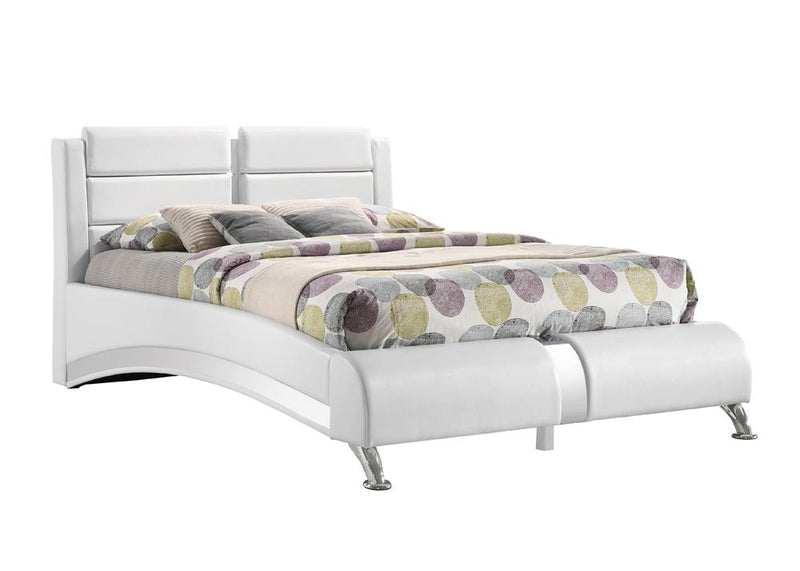 Full Upholstered Platform Bed Glossy White
